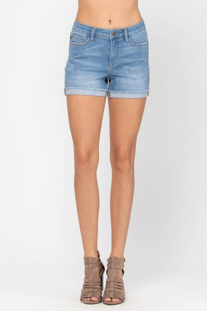 “Charlotte” - Light Washed Cuffed Shorts