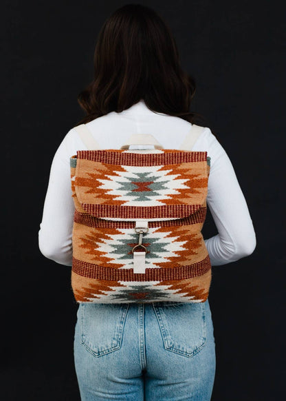 “Louisiana” - Brown, Rust & Teal Aztec Backpack