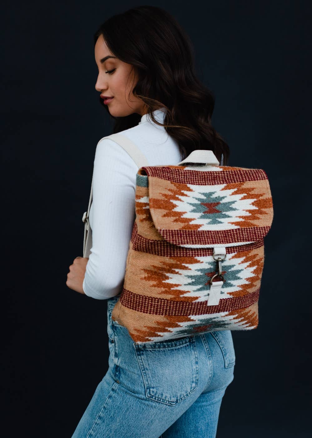 “Louisiana” - Brown, Rust & Teal Aztec Backpack