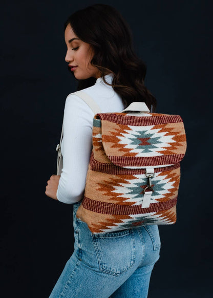“Louisiana” - Brown, Rust & Teal Aztec Backpack