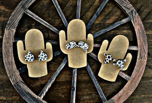 Set of 3 Pairs of Cow Print Studs