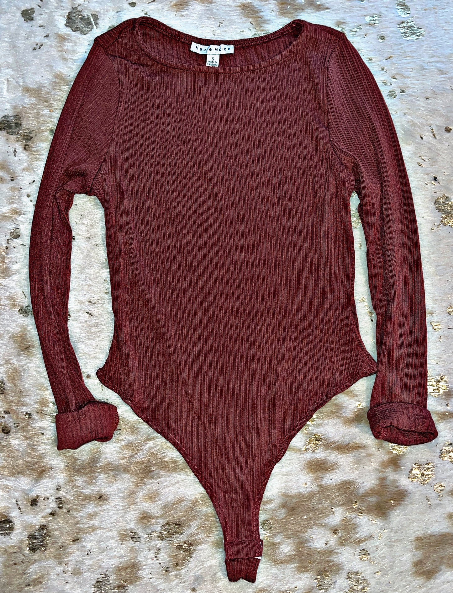 Burgundy Ribbed Bodysuit