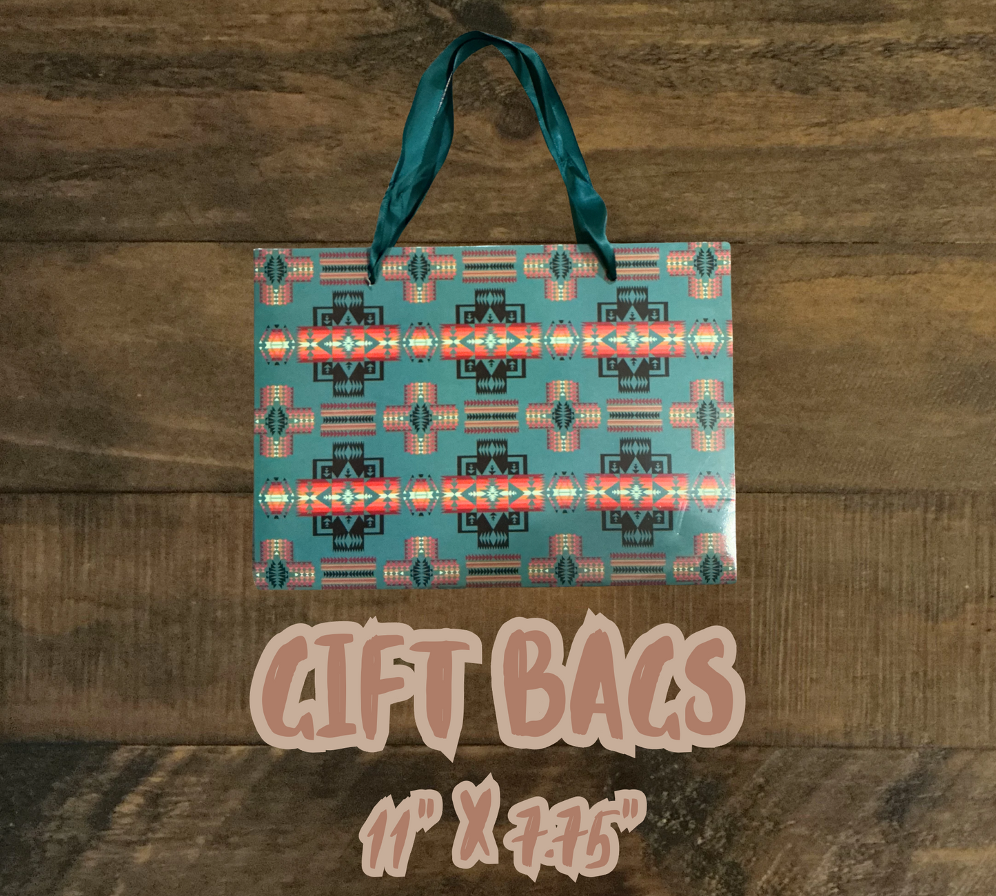 Small Western Print Gift Bags - 11” x 4” x 7.75”