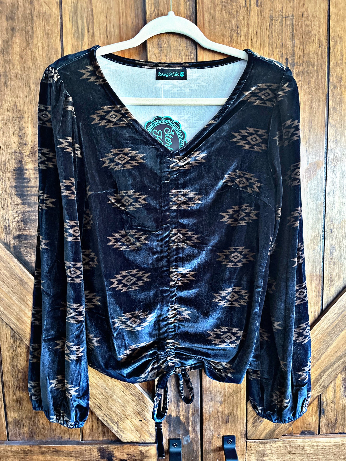 Velvet Black Aztec Top