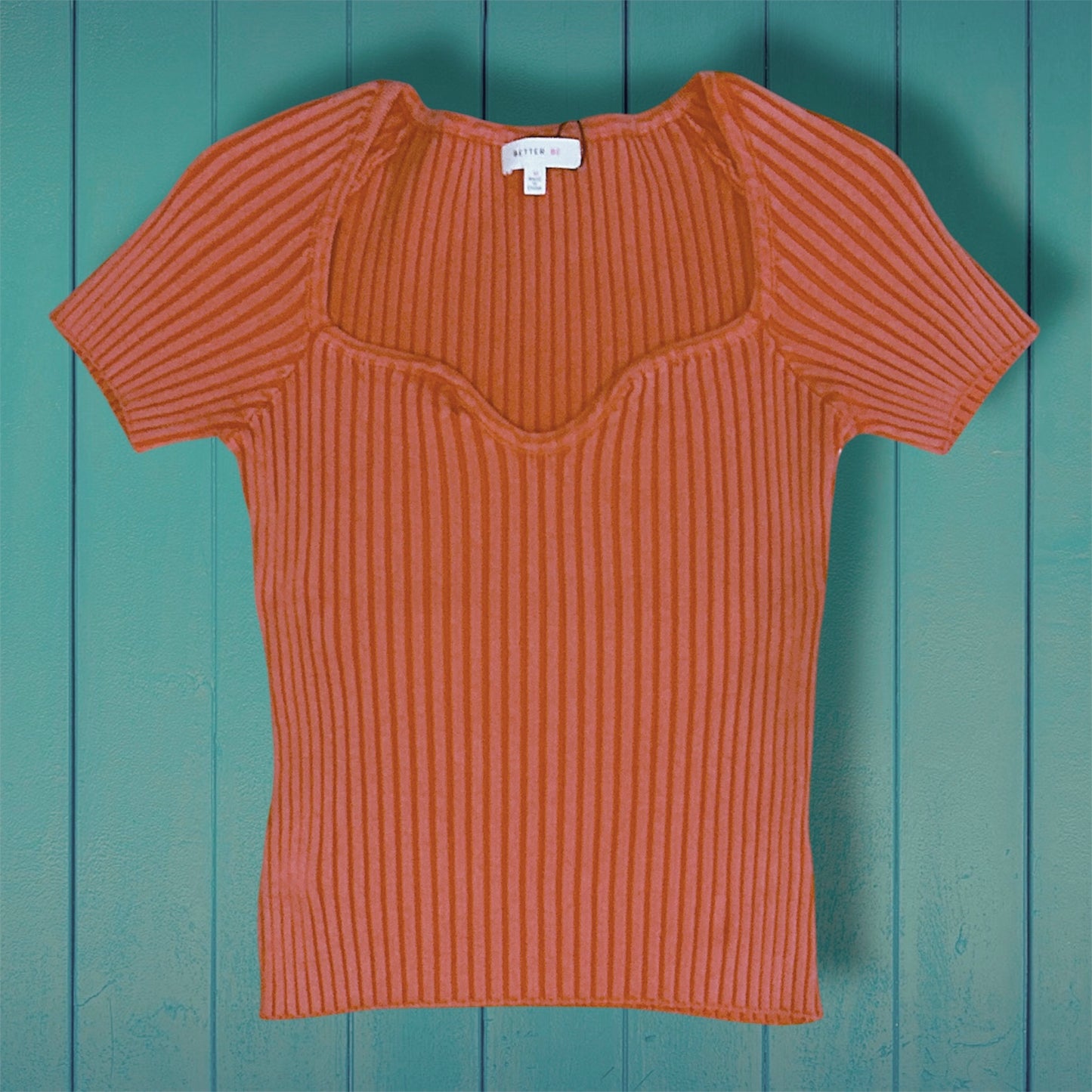 Orange Ribbed Top