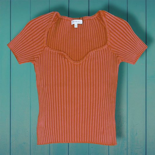 Orange Ribbed Top