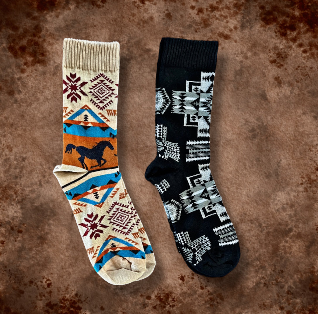 Western Print Socks