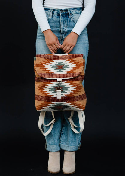 “Louisiana” - Brown, Rust & Teal Aztec Backpack