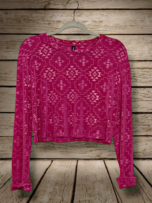 Crop Aztec Pink Top