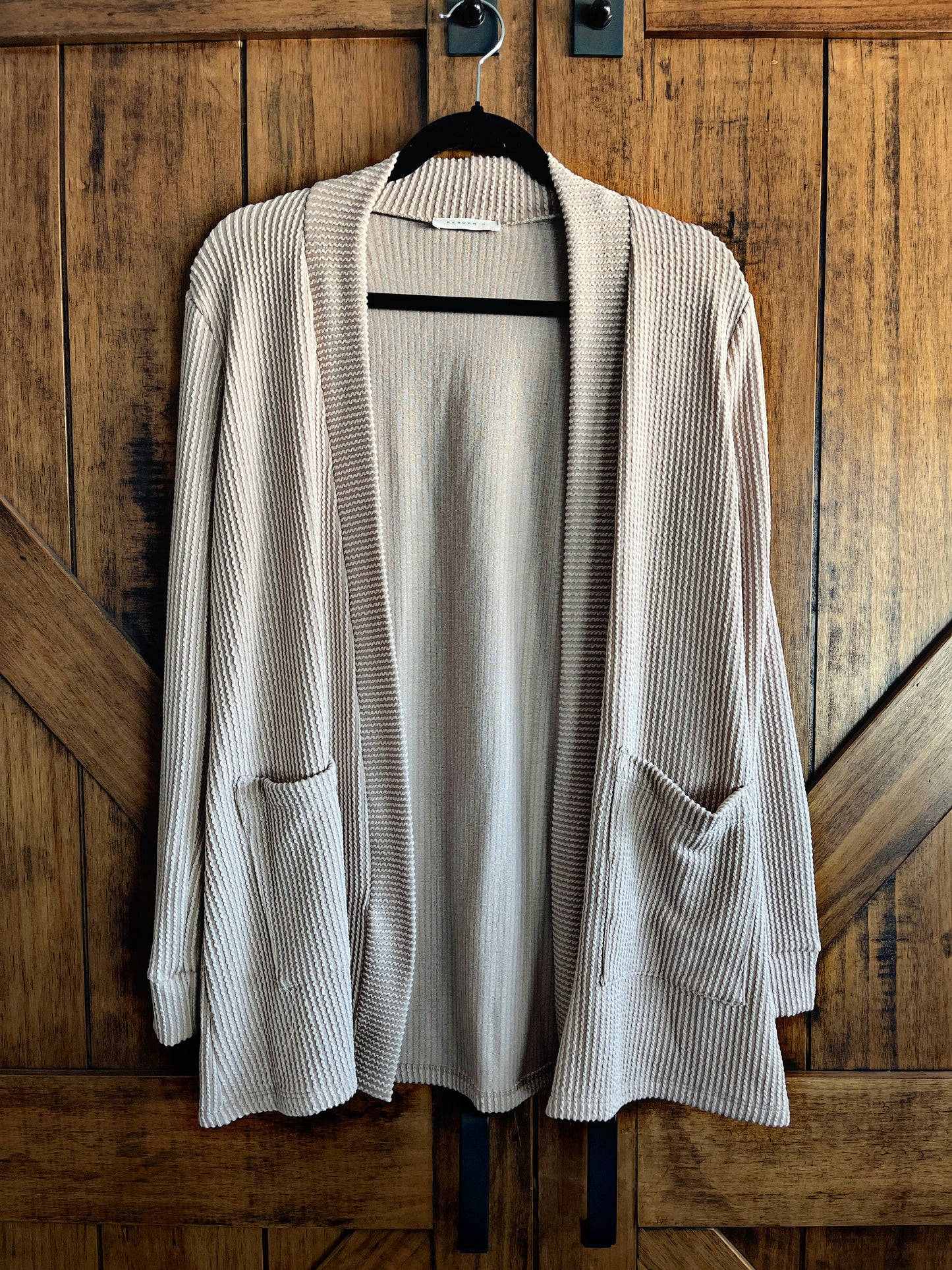 Beige Ribbed Cardigan