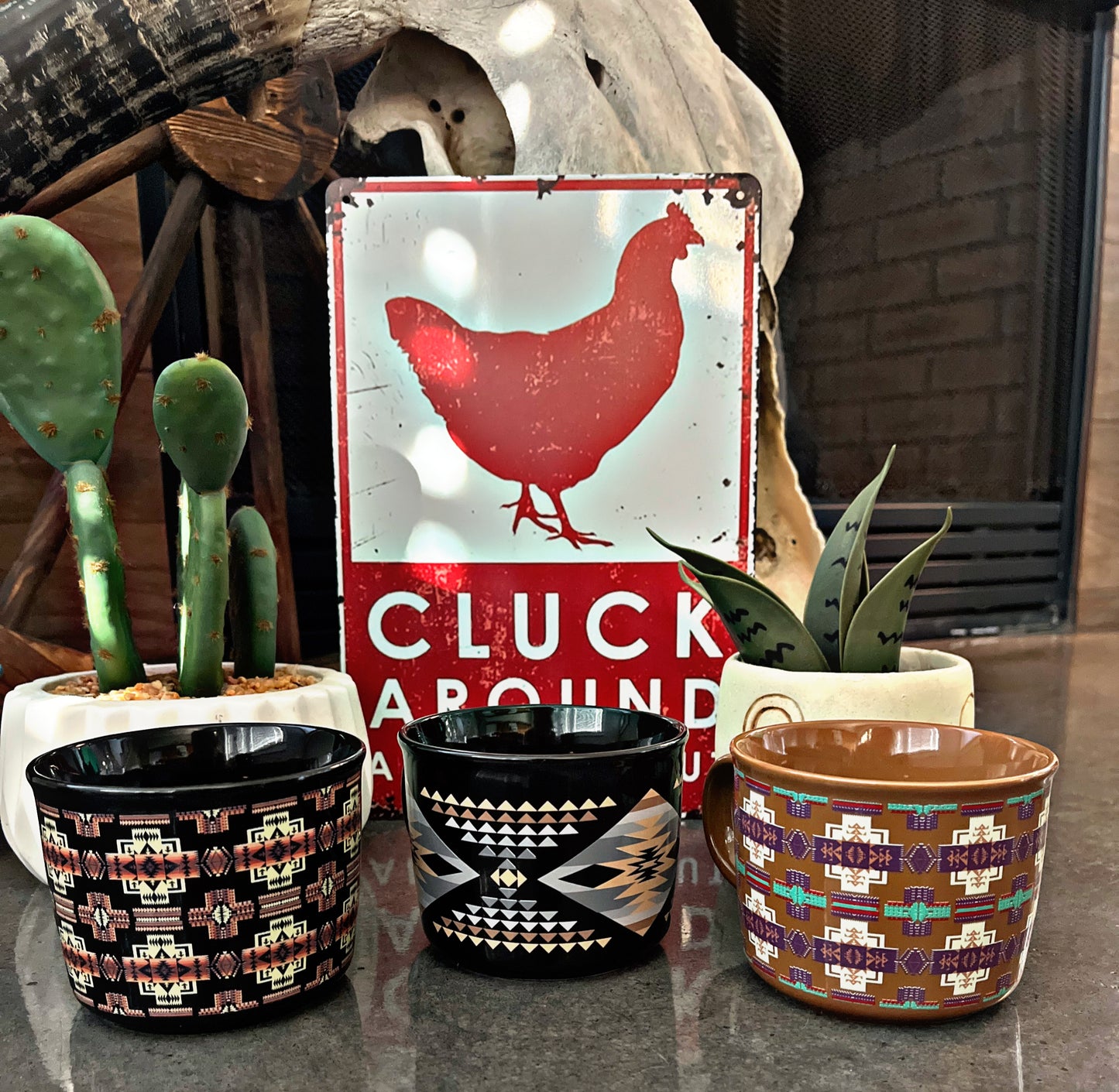 Ceramic Aztec Coffee Mugs - 10.5 oz