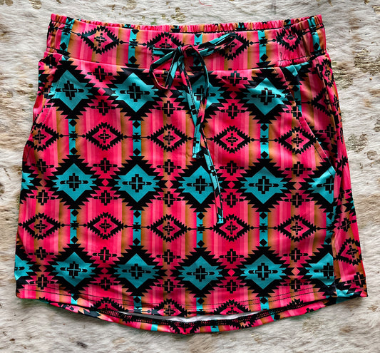 Pink Aztec Skort