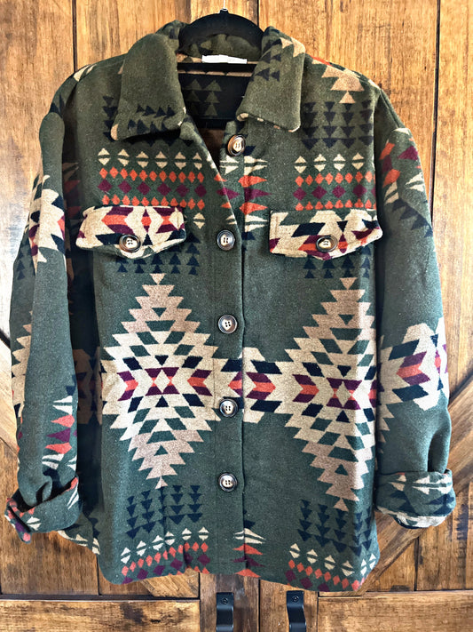 Olive Southwest Shacket