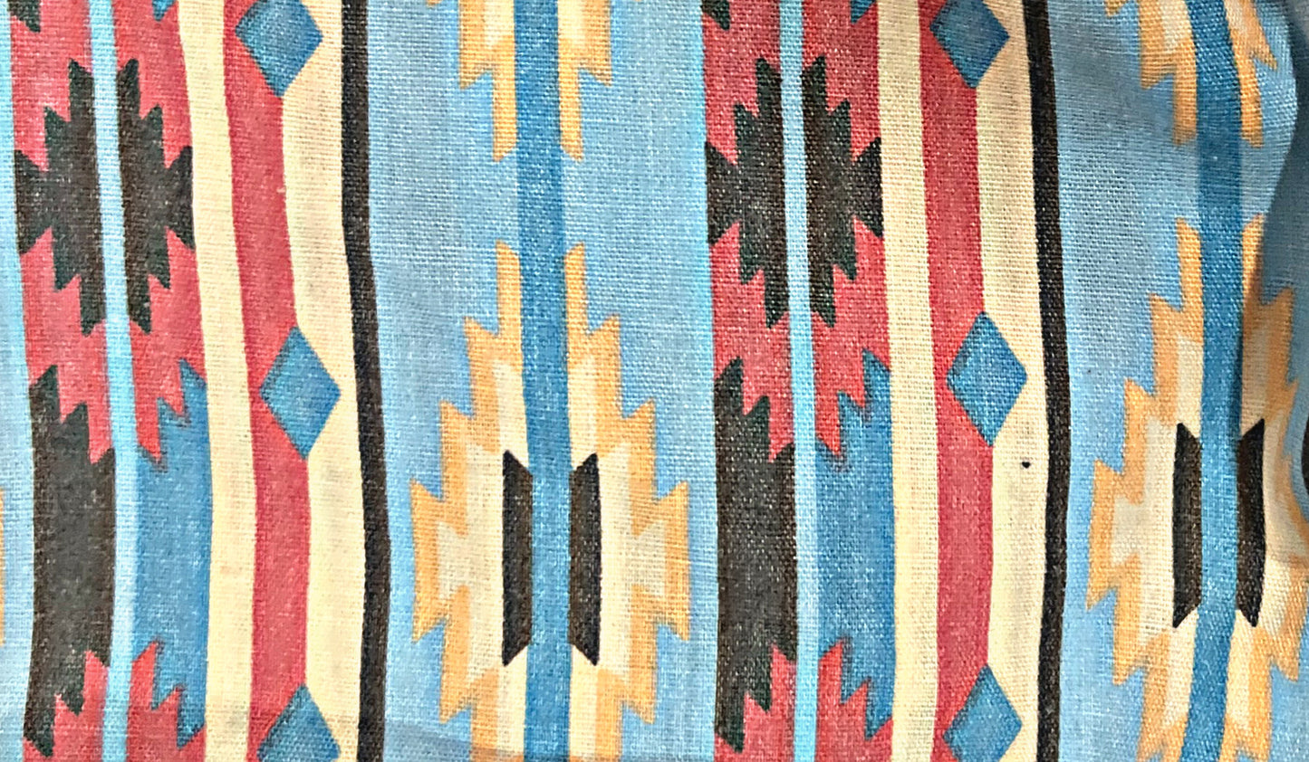 Aztec/Light Wash Distressed Shorts