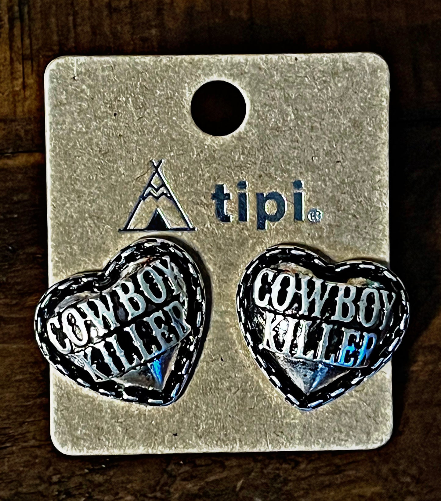 Cowboy Killer Heart Stud Earrings