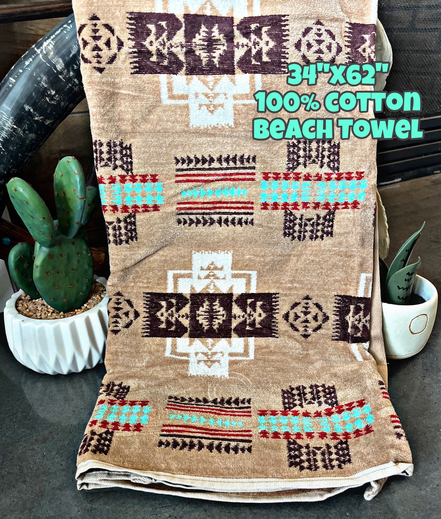 Beige Southwest Print Towel