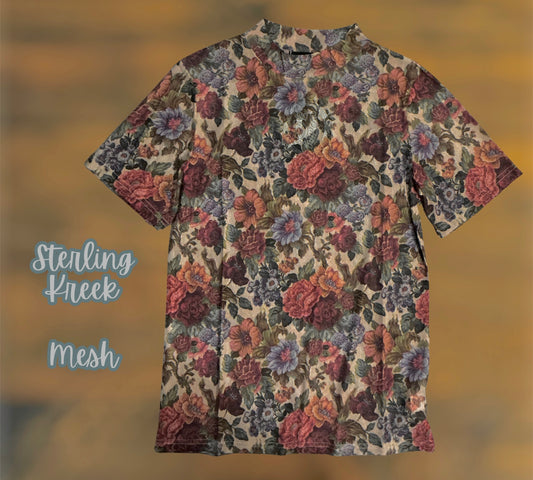 Dark Floral Mesh Top