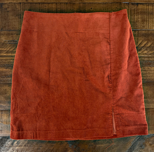Rust Corduroy Skirt