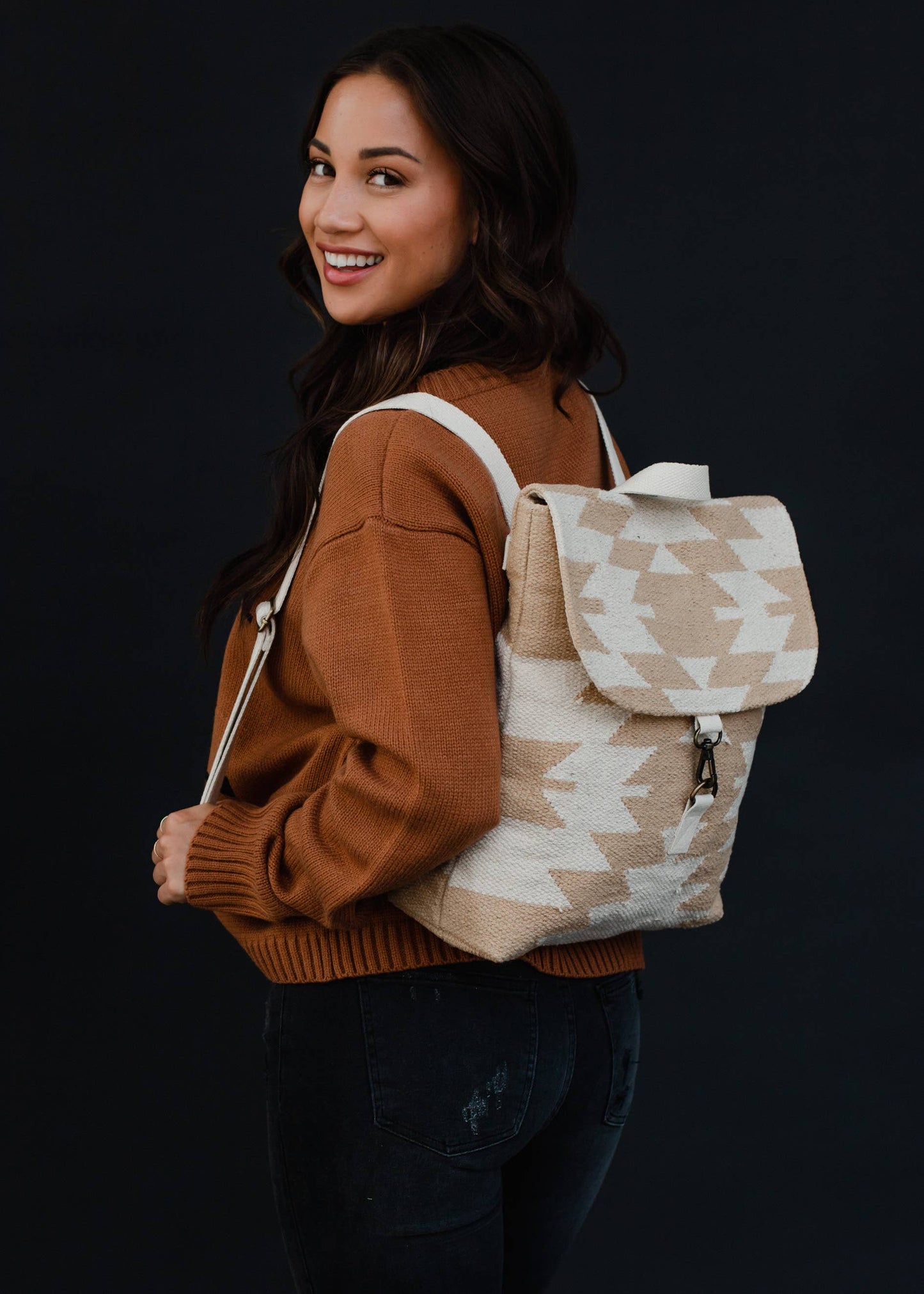 “Arizona” - Tan & Cream Aztec Backpack