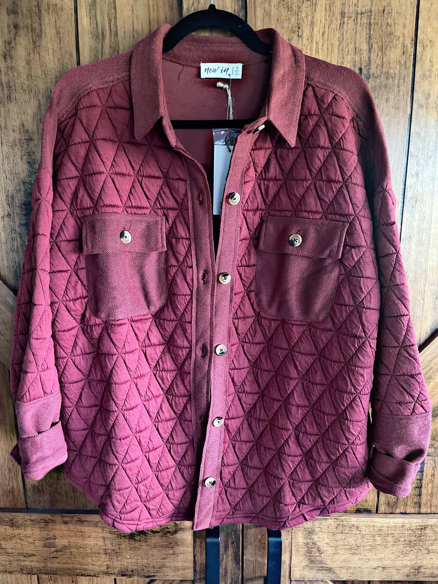 Burgundy Quilted Shacket