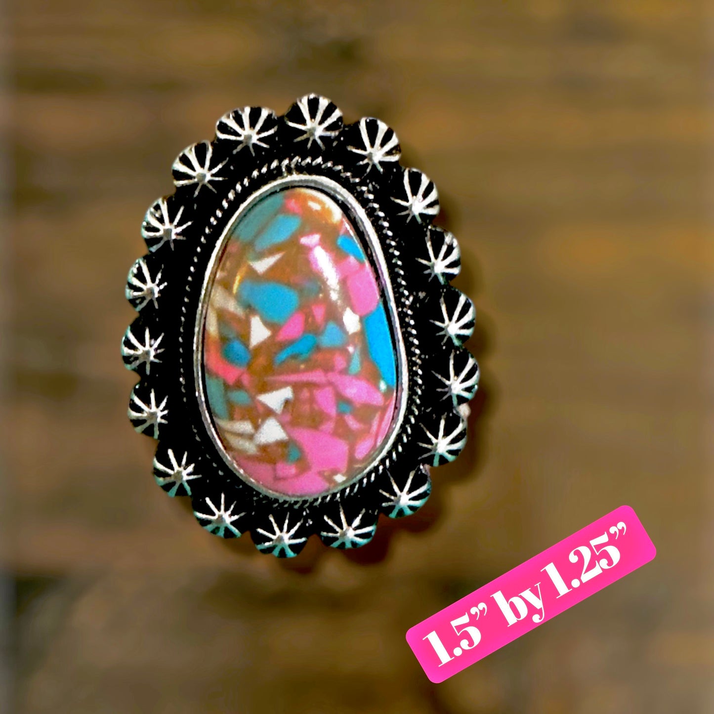 Oval Cotton Candy Cuff Band Ring