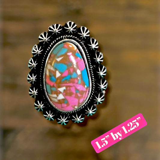 Oval Cotton Candy Cuff Band Ring