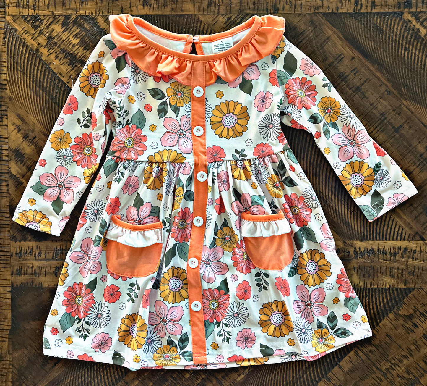 Floral Dress with Orange Collar