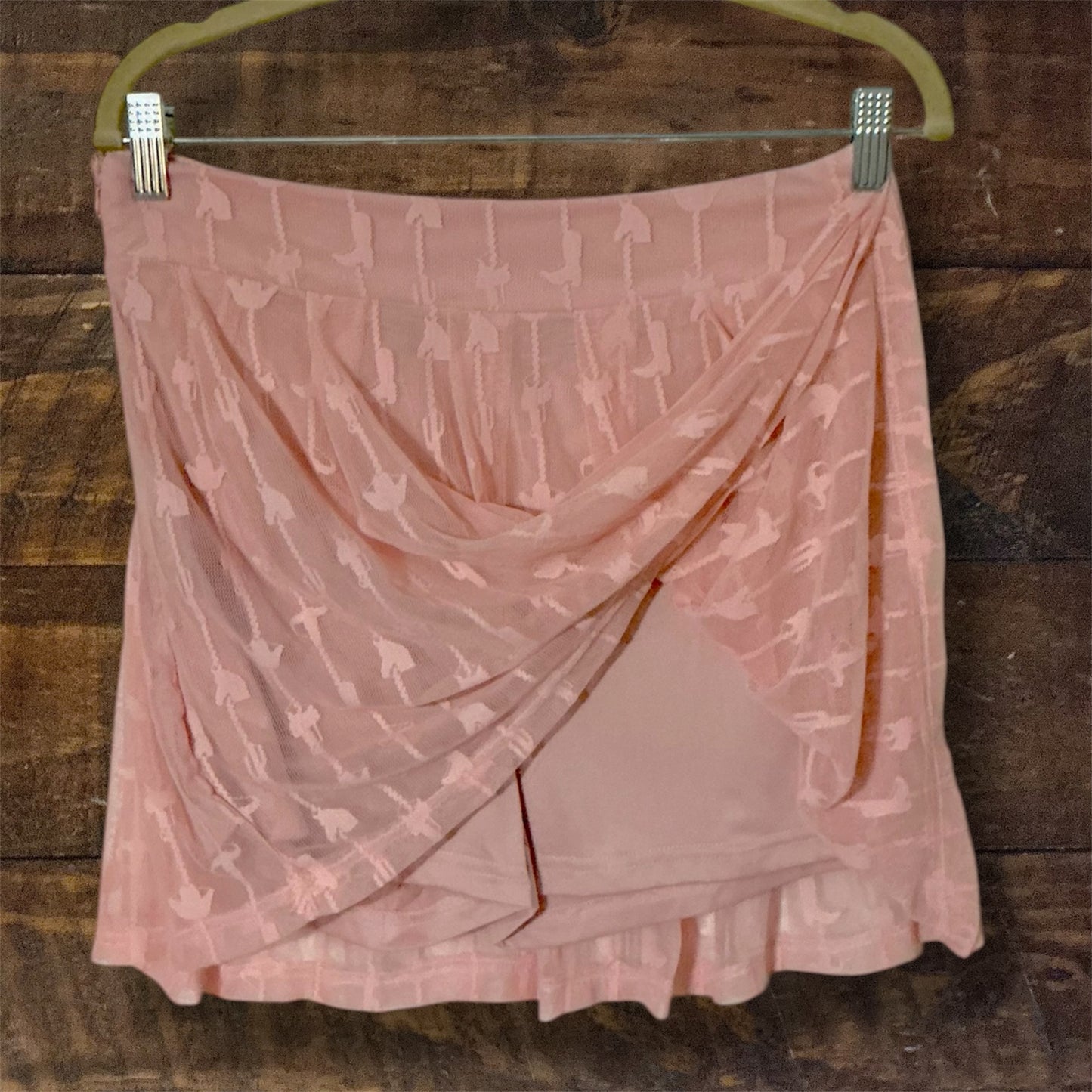 Pink Lace Skirt over Shorts