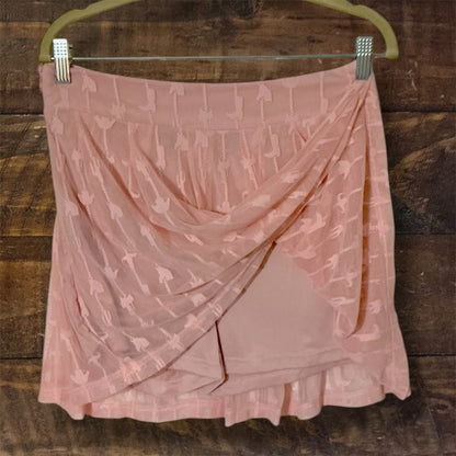 Pink Lace Skirt over Shorts