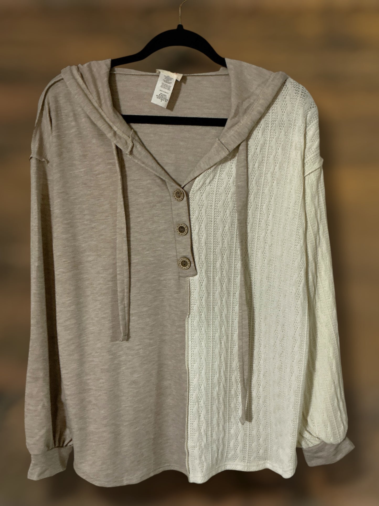 Khaki and White Hoodie