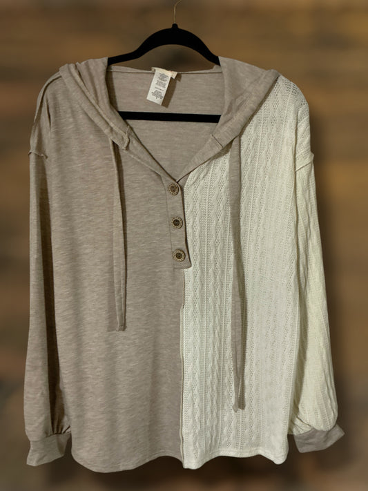 Khaki and White Hoodie