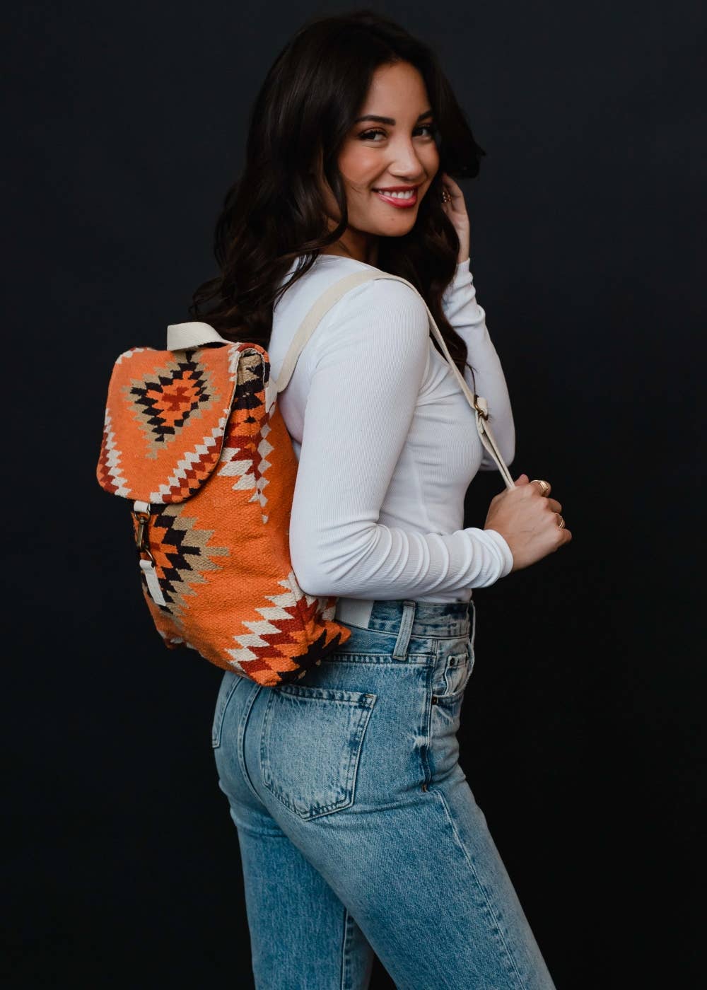 “Alabama” - Orange, White & Red Aztec Backpack