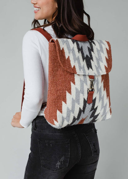 “Kentucky” - Rust, Cream & Gray Aztec Backpack