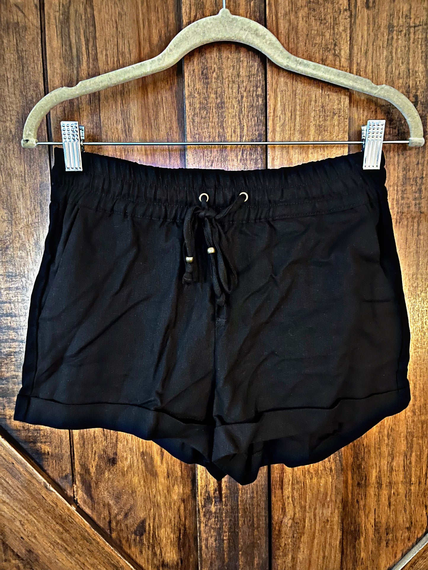 Black Linen Shorts