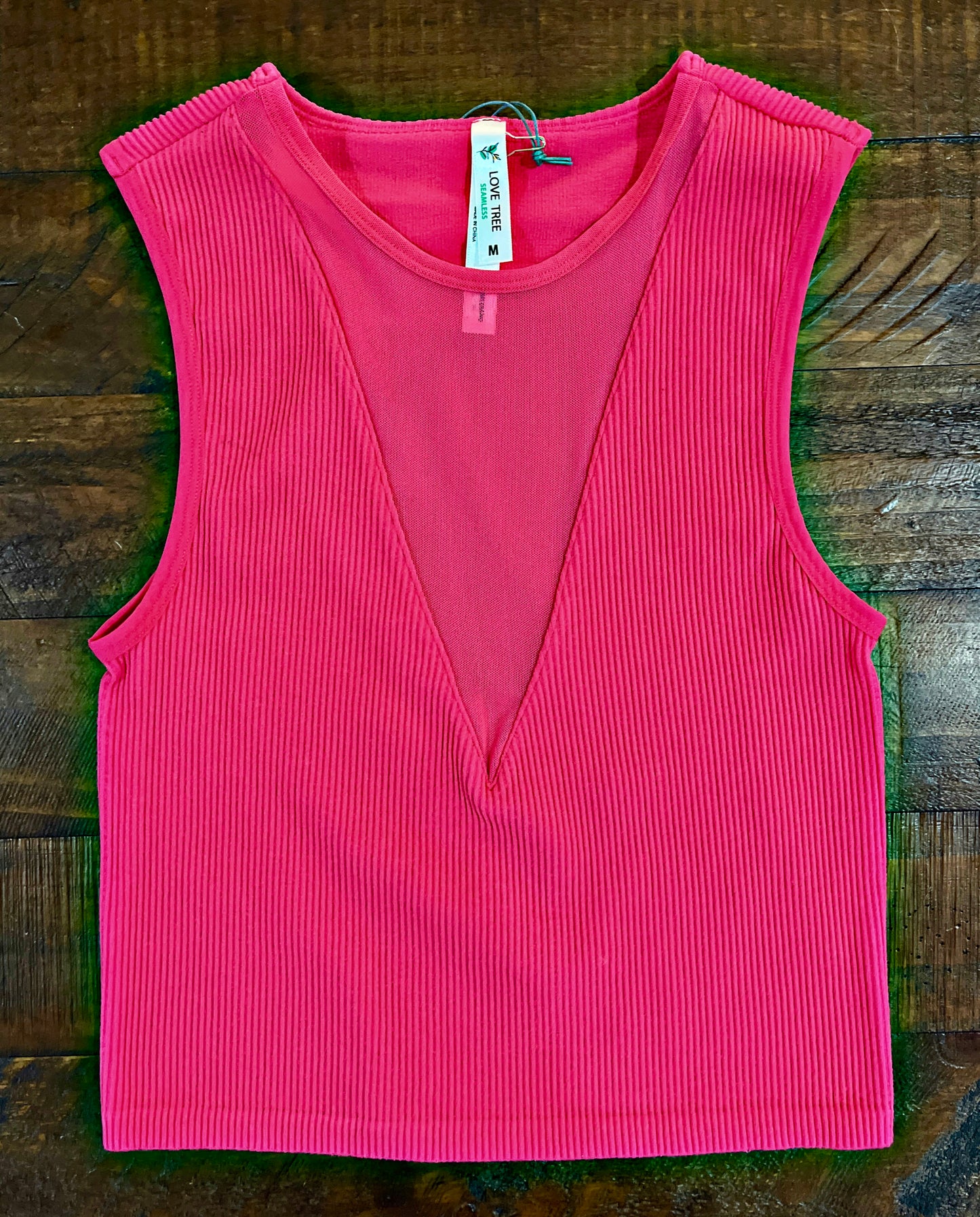 Black or Pink V Neck Mesh Crop