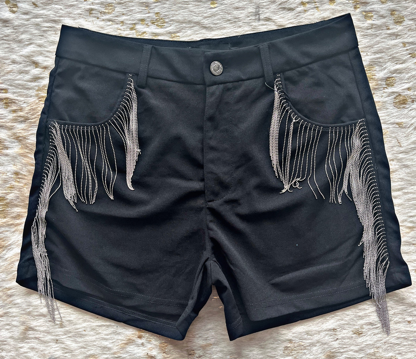 Black Fringe Shorts