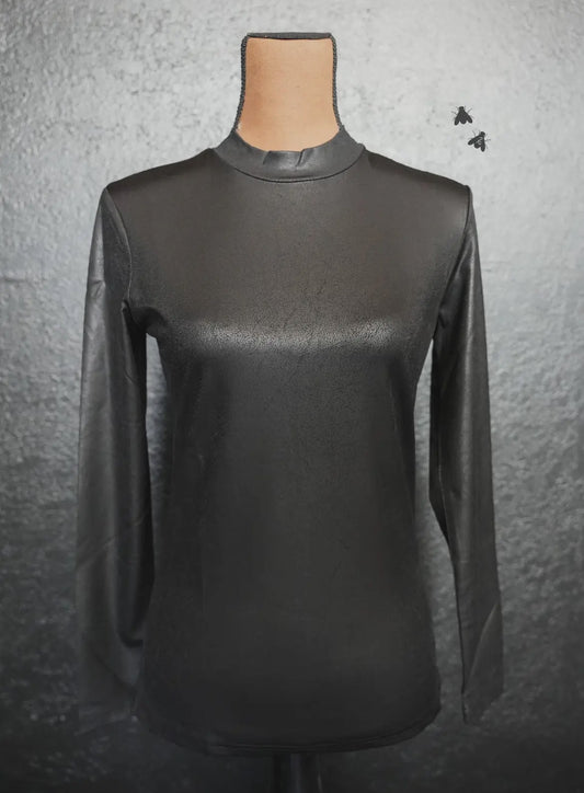 Black Faux Leather Top