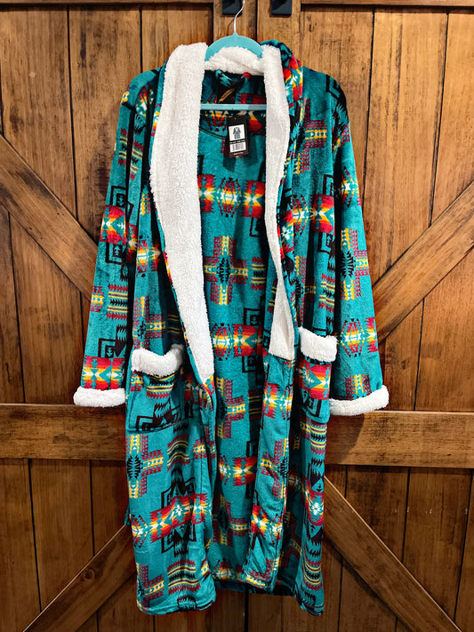 Teal Southwest Print Robe