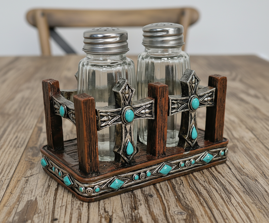 Turquoise Cross Salt and Pepper Set