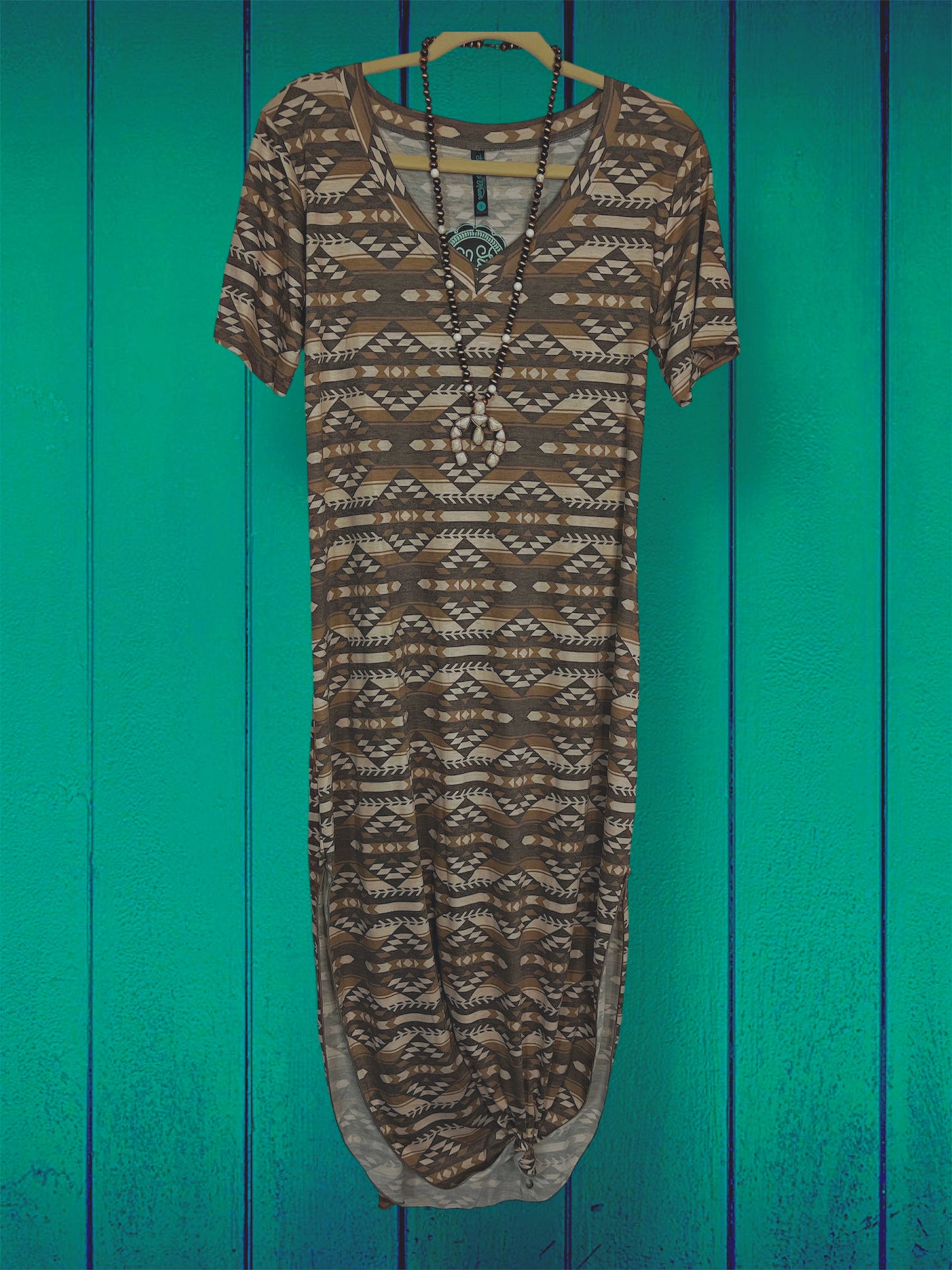 Brown/Cream Aztec Print Dress