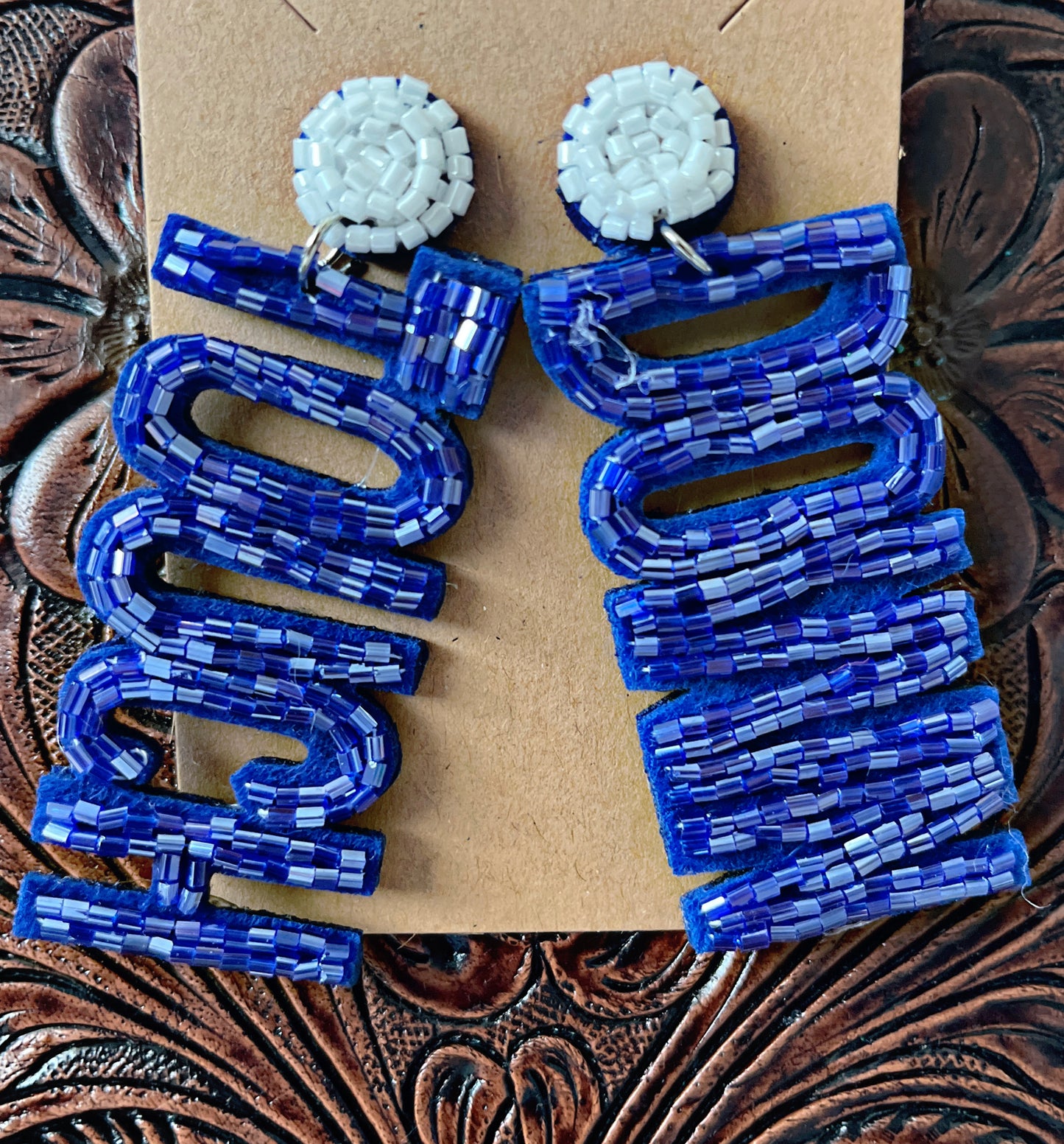 Blue Touchdown Earrings