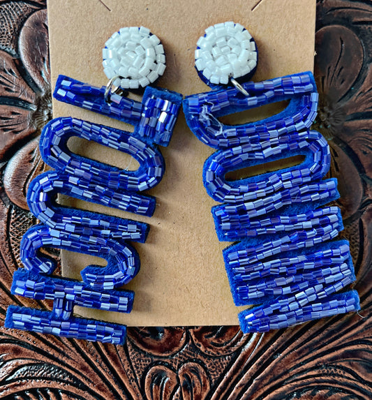 Blue Touchdown Earrings