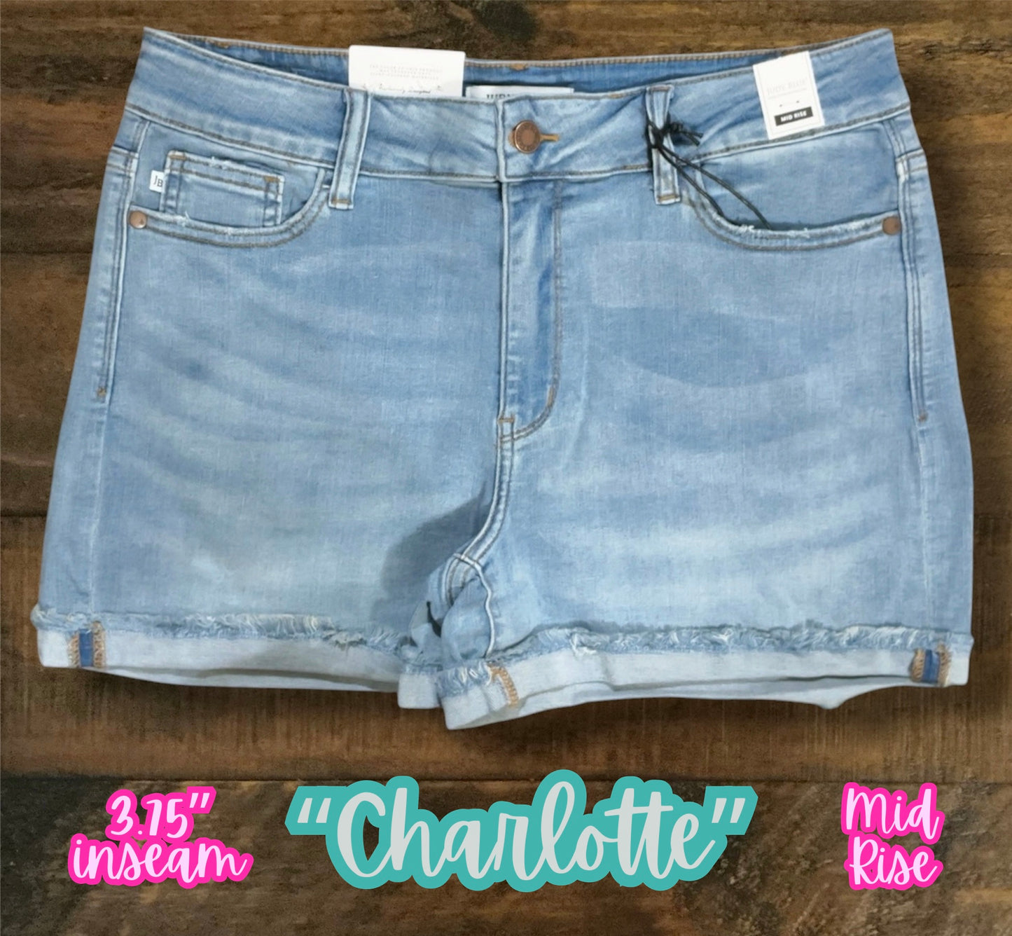“Charlotte” - Light Washed Cuffed Shorts