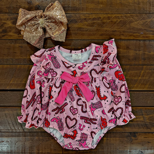 Western Print Valentine’s Day Onesie