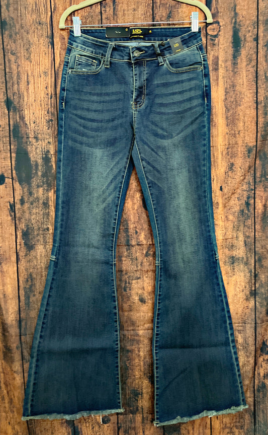 Dark Washed Lucky and Blessed Flare Jeans
