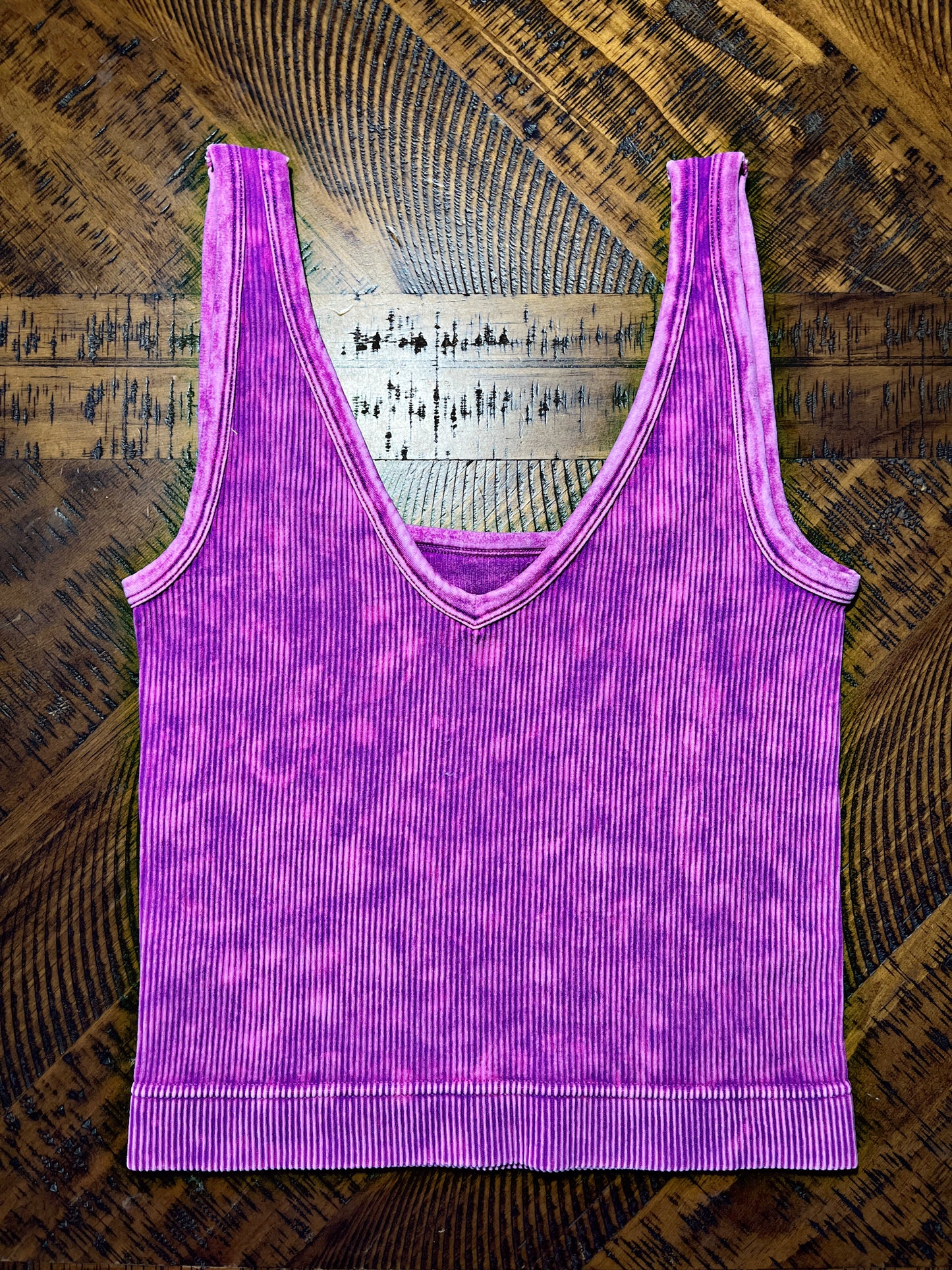 Ribbed Purple Mineral Wash Top