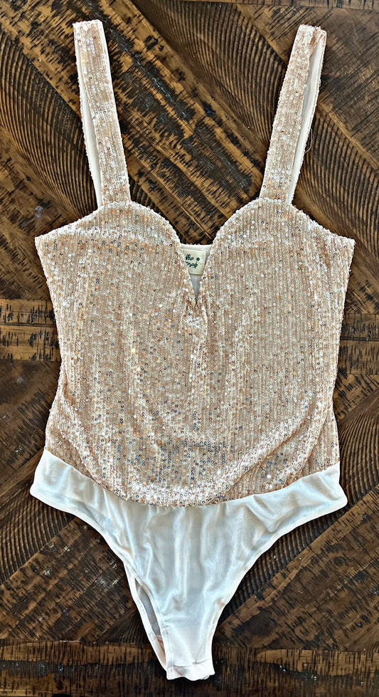 Taupe Sequin Bodysuit