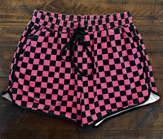 Pink/Black Checkered Shorts