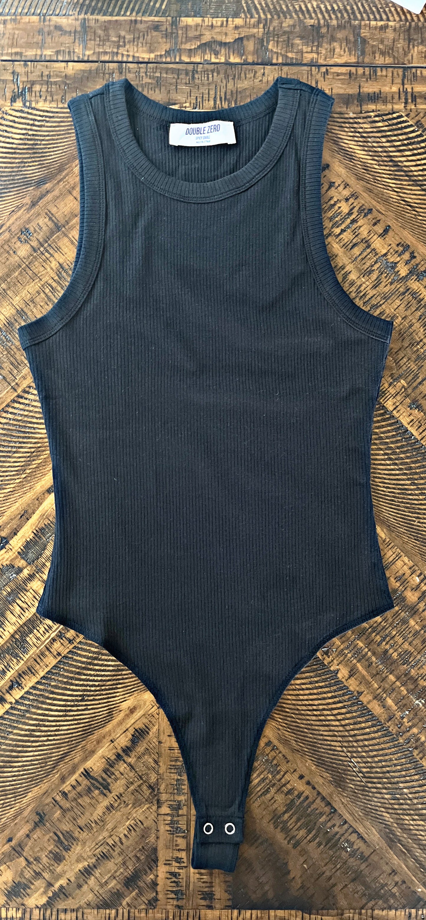 Black Ribbed Bodysuit