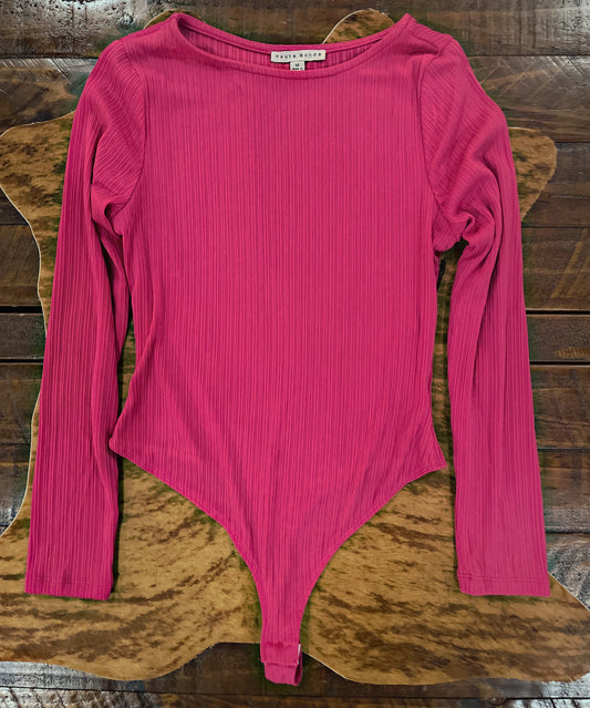 Pink Ribbed Bodysuit